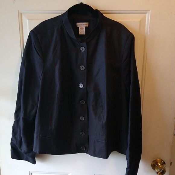 Jessica London Dark Gray Linen-Blend Jacket Women's  22 Faux pockets - Picture 1 of 7